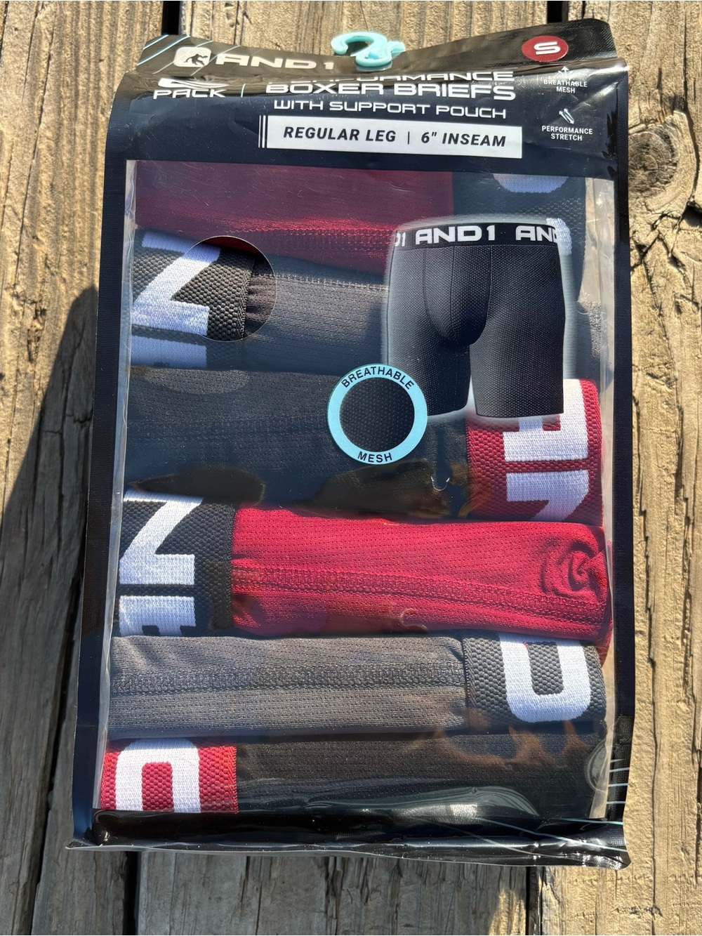 AND1 Men's 6-Pack Boxer Briefs 6” inseam - Black, Red, Gray